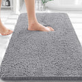 Tapis de bain OLANLY (76 x 51 cm) – Tapis en chenille ultra-doux et absorbant | Gris, dos en caoutchouc à séchage rapide, lavable en machine (pour sol de salle de bain, baignoire et douche), accessoire de décoration