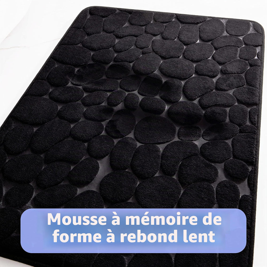 chakme Tapis de Bain en Mousse à mémoire de Forme - Tapis de Douche Absorbant - Tapis de Bain - Tapis décoratif - Antidérapant - pour Salle de Bain et Salon - 43 x 61 cm - Gris foncé